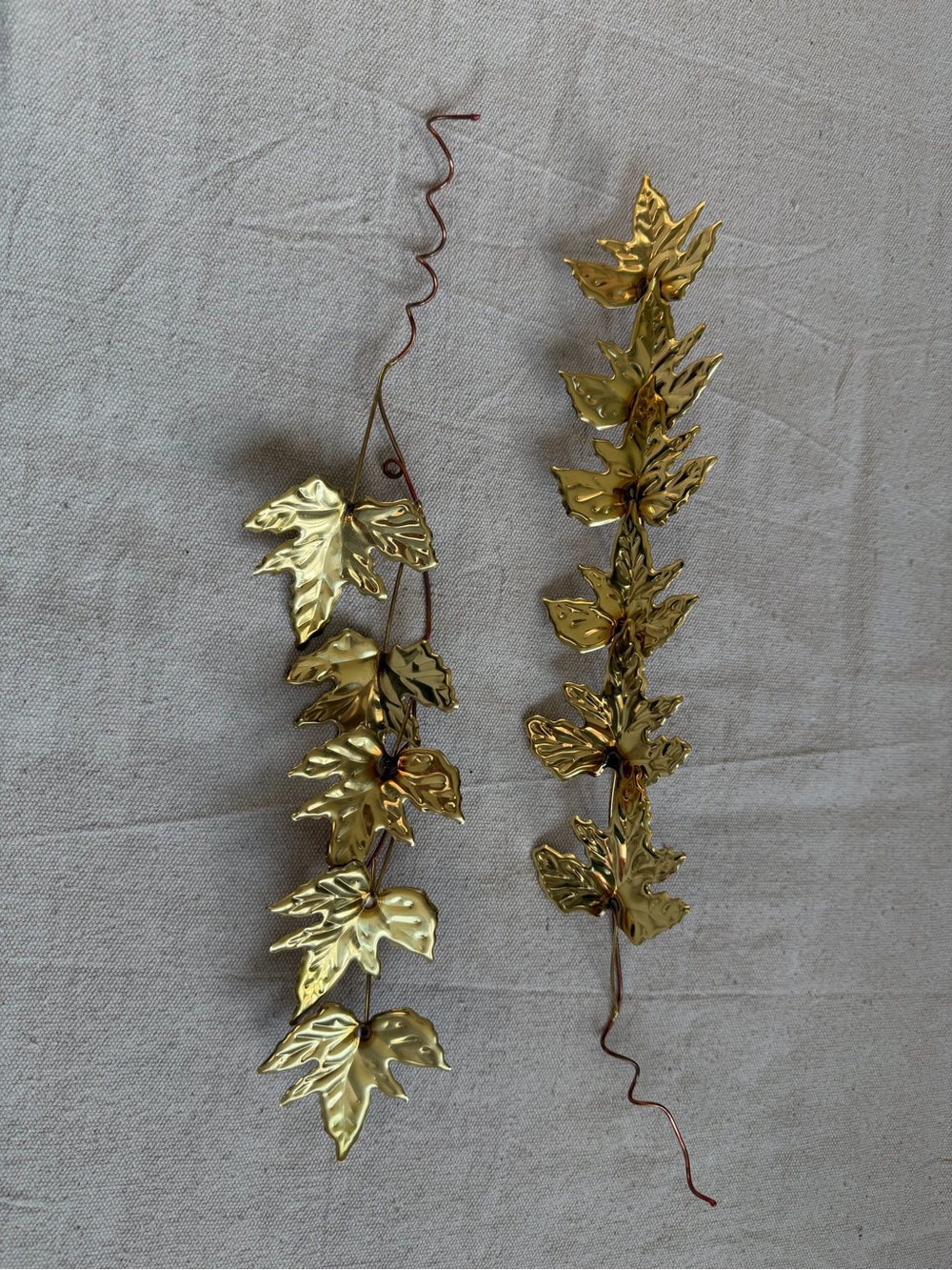 Vintage Home Interiors HOMCO Gold Ivy Leaf Wall Decor Metal MCM Art Set Of 2